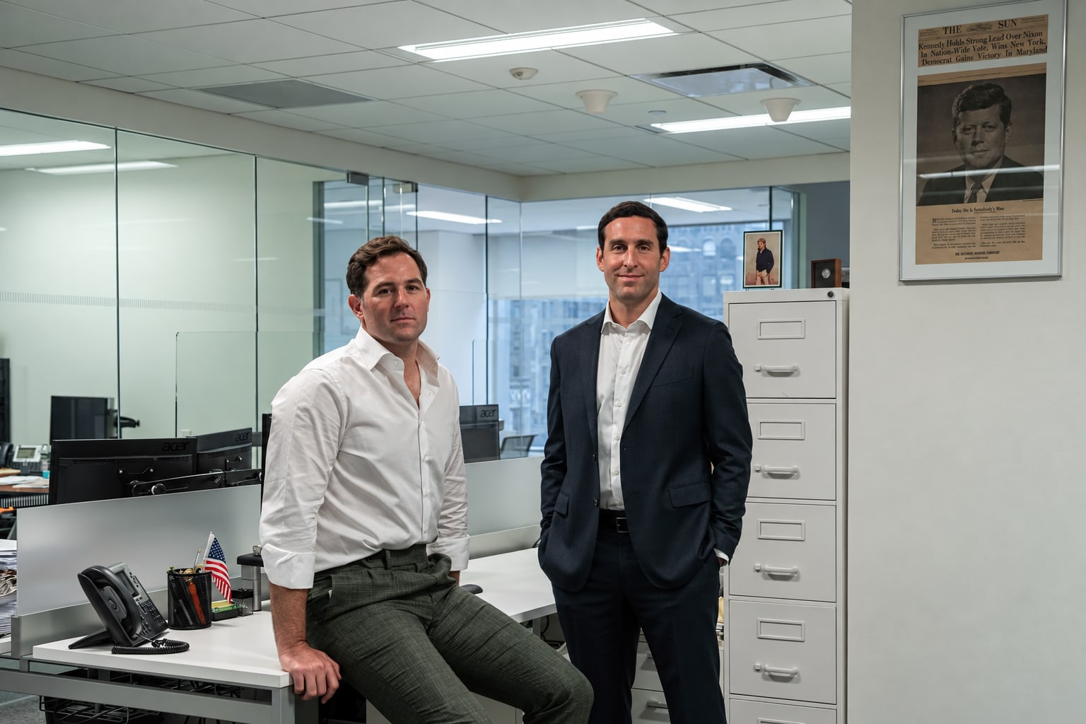 K. Ventures co-founders Christopher Kennedy McKelvy and Judd Olanoff in their office